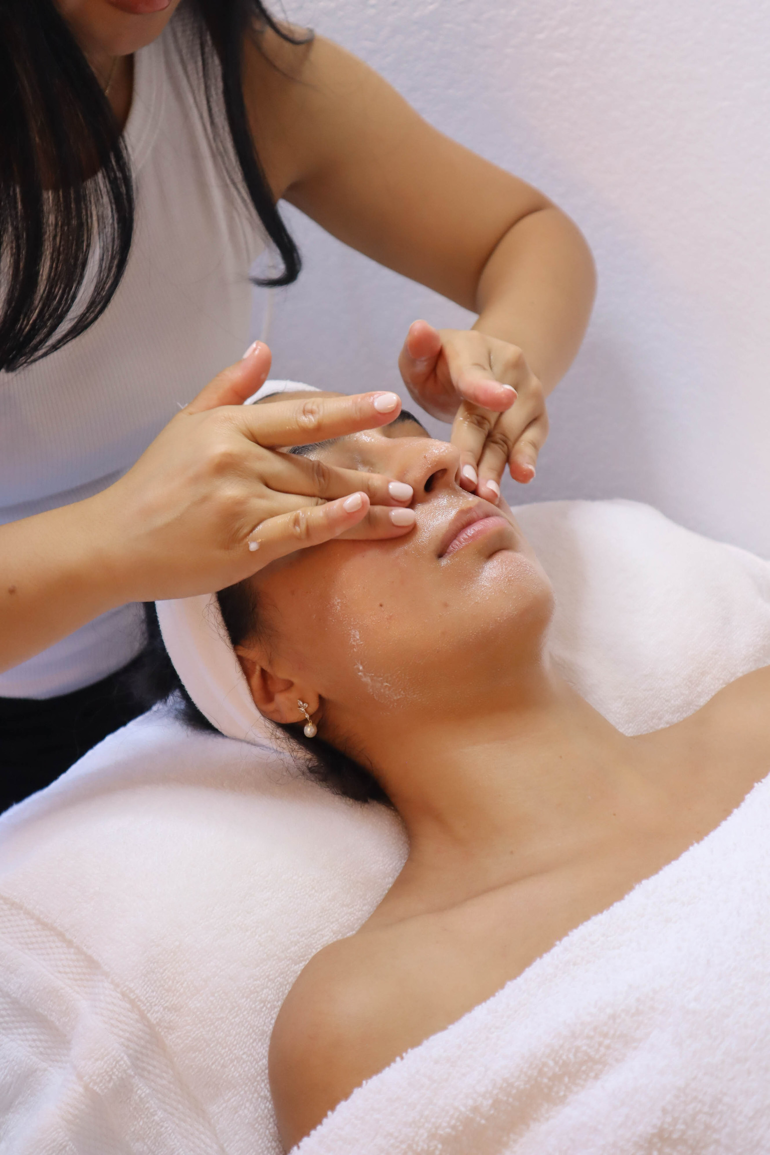 Calm skincare studio setting with natural light